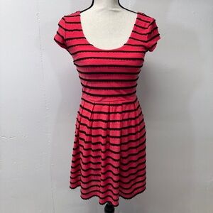 Candie's red and Black zigzag trim. Scoop-Neck Mini Dress